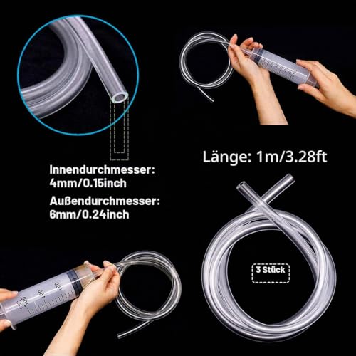 3 Packs Plastic Syringes with 3 Plastic Tubes for Oil or Glue Applicators, Experiments, Pet Feeding, Industrial Applications (100 ml + 150 ml + 250 ml)