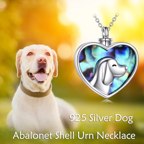 VONALA Animal Urn Necklaces for Ashes 925 Sterling Silver Elephant/Butterfly/Dog/Hummingbird Pendant Keepsake Necklace Cremation Jewellery Memorial Gifts for Women Girls Dog