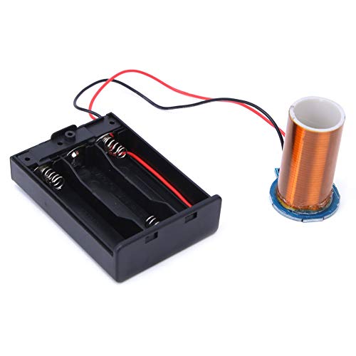 Mini Coil DIY Kit, Battery Operated, PVC Housing, 4 cm Height, 200 Windings, Arc-Free, with Circuit Board and Secondary Coil for Experiments