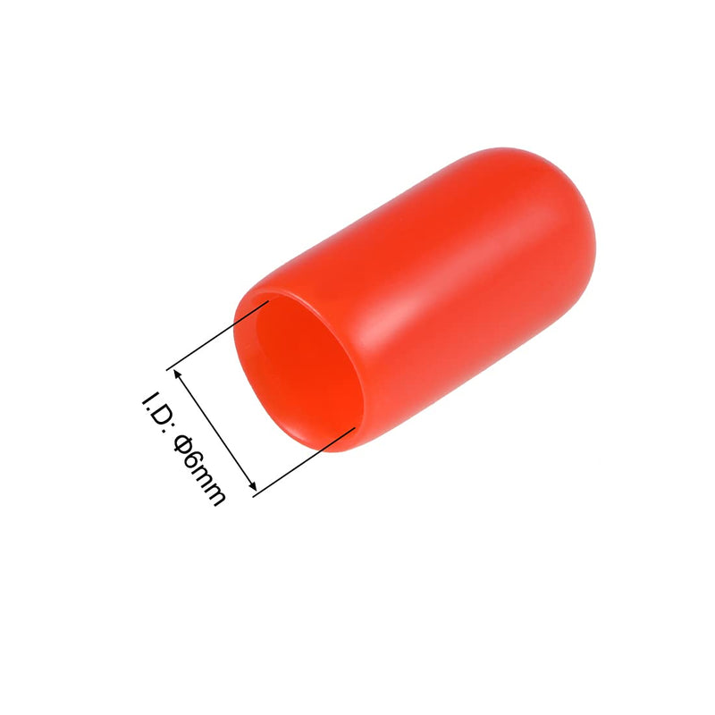 [Australia - AusPower] - uxcell 100pcs Rubber End Caps 6mm ID Vinyl Round Tube Bolt Cap Cover Thread Protectors Red 
