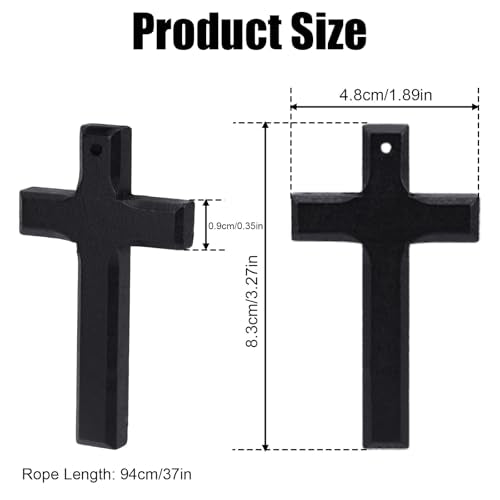 Goktvai Wood Wall Cross, 8.3x4.8x0.9cm/3.27x1.89x0.35in Wooden Hanging Cross Necklace Decorations with Rope Christian Religious Wooden Ornament for Men Women Room Wall Decor & Wearing Jewelry (Black)