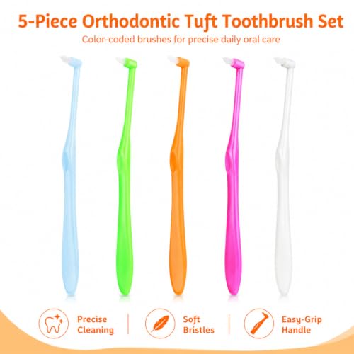 5 Stück Tuft Zahnbürste, Einbüschelbürste Kleine Zahnbürste Getuftet Weich Büschelzahnbürste Trimm Single Interdental Zwischenraum Bürste zur Detail Reinigung