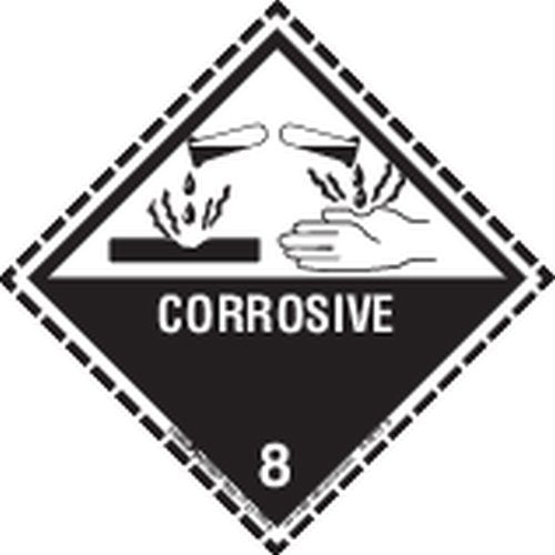 Labelmaster HML13D Corrosive Worded Label with Dotted Border, Paper, Hazmat, 4" x 4" (Pack of 500)