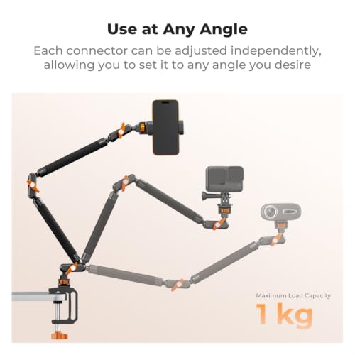 K&F CONCEPT 22" Magic Arm with Desk C-Clamp, Overhead Desk Camera Mount 22" Magic Arm with C-Clamp