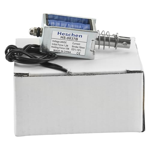 Hechen Solenoid Electromagnet, HS-0837B, DC24V 15N, 10 mm Stroke, Push-Pull Door Lock with Open Frame