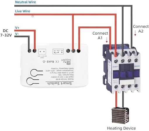 [Australia - AusPower] - Easy Operation,Tuya 1 Channel WiFi Wireless Smart Temperature Relay Switch Module, Remote Temperature Controller with Realtime App Notification Alert,Compatible with Alexa Google Home(AC/DC7-32V) 