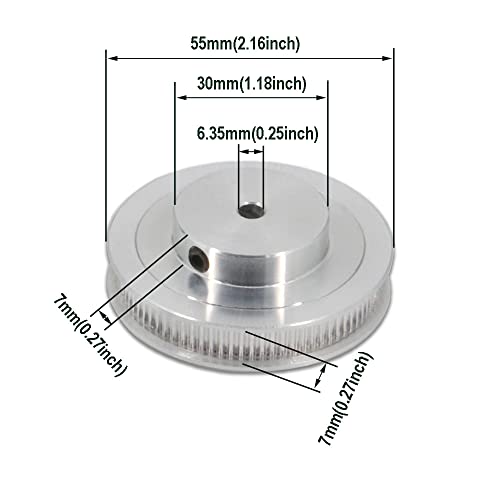 2GT Pulley 80 Teeth 6.35mm Bore 80T Timing Belt Pulley Synchronous Wheel Aluminum for Width 6mm Belt 3D Printers Parts, 4pcs/Pack(Size: 80T-6.35mm Bore)