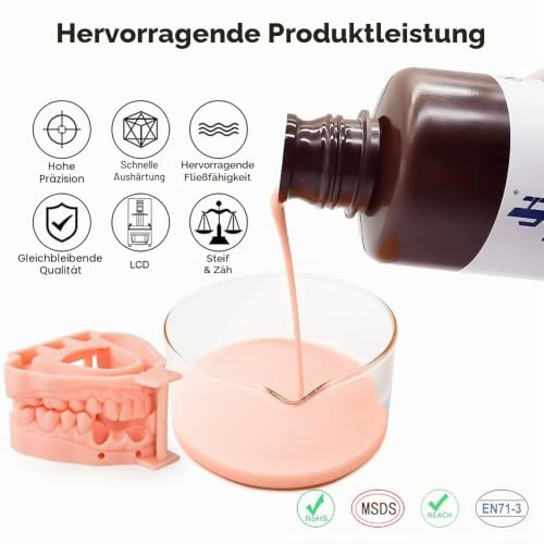 JAMG HE 3D Printer Resin Dental Pro Model Resin Dental Prosthetic Model Resin for Crown and Bridge Model, Orthodontic Model, Implant Model etc (IPA Clean, Light Grey, 500 g) IPA Clean