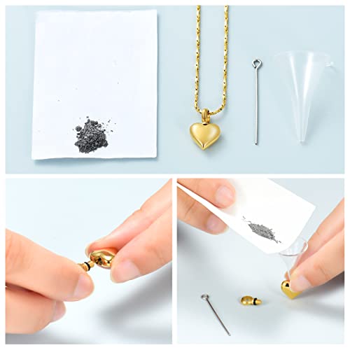 Imrsanl 2 pcs Heart Urn Necklace Pendants Ashes for Women Men Family Keepsake Memorial Angel Wing with Charm Heart for Loved Ones