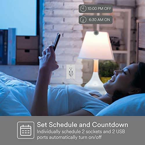 Smart in Wall Outlet, Standard Electrical Outlets with 2 USB Ports & 2 Plugs, Work with Alexa Google Home 15 Amp Outlet ETL FCC for Home Office Style B 1 Pack