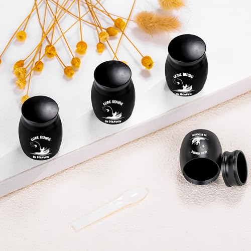 Gredstar 4PCS Small Urns for Ashes, Black Fishing Memorial Set