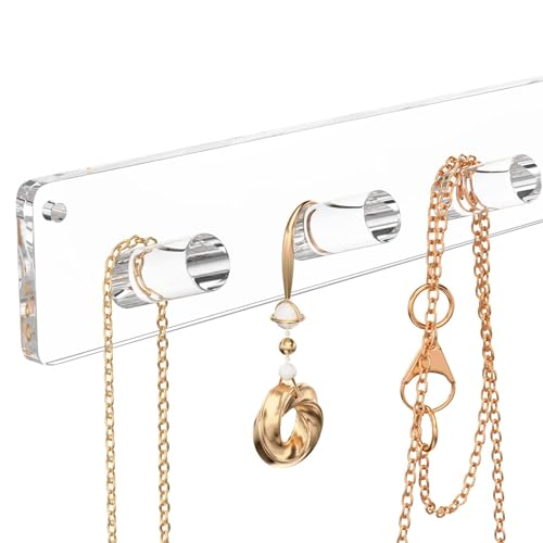 NIUBEE Acrylic Necklace Hanger Wall Mount, Jewelry Organizer Holders,4 Pack 4