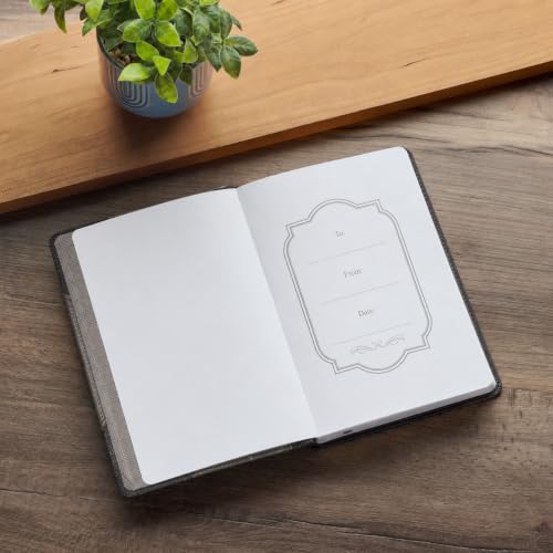 Christian Art Gifts Inspirational Journal, Be Strong in the Lord Wide Ruled Notebook, Eph. 6:10 Bible Verse, Gray Vegan Leather Lion, 336 Lined Pages w/scripture, (8.6” x 6.1” x .9”)