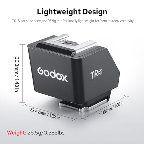 Godox TR-S TTL Hot Shoe Riser for Sony, with 6 Adjustment Levels (0-90°) TTL Function HotShoe Extender Mount Adapter for Godox TTL Mini Flash iT20 iT30Pro