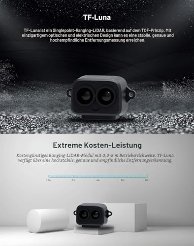 SmartFly Info TF-Luna Lidar Sensor 0.1-8m Short Distance Single Point Rangefinder Module UART/I2C Compatible with Pixhawk, Arduino and Raspberry Pi for Drone/Robot Obstacle Avoidance
