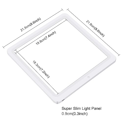 PULUZ Photo Studio LED Shadowless Light Panel 8" X 8" / 20 x 20 cm Photography Softbox Bottom Light with USB Power Cable for Food Jewelry Cosmetic Crafts Shooting 8.5*8.5 Inch