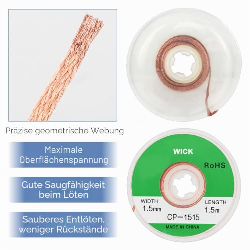 7 Rolls Desoldering Braid Desoldering Wire with Flux Soldering Wick Desoldering Braid Wire Desoldering Braid Wire Solder Solder Remover for Soldering Iron Station (Size: 1.0/1.5/2.0/2.5/3.0/3.5mm)