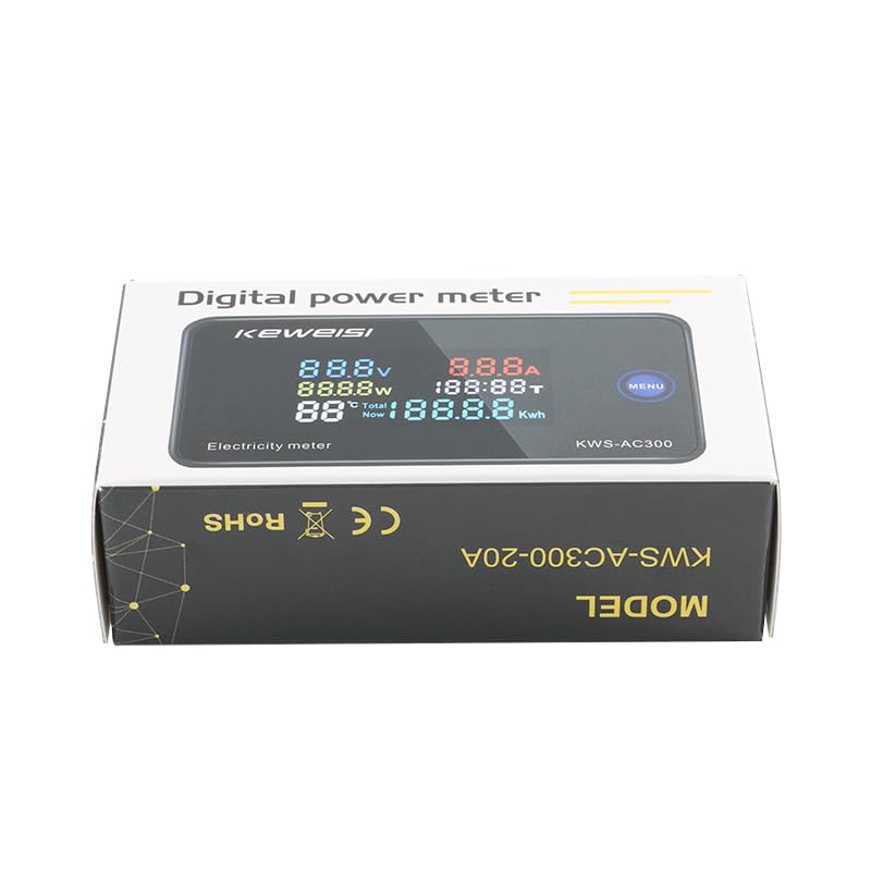 [Australia - AusPower] - AC Voltage Current Meter, Voltage Monitor Tester 0-20A AC50-300V Voltage Current Power Electric Energy - Electrical Multi Tester LCD Digital Display KWH Reader 