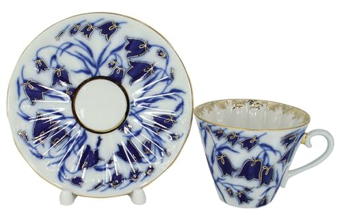 Lomonosov Imperial Porcelain Cup and Saucer Set 2pc Radiant Collection (Blue Bells) 2 PCS