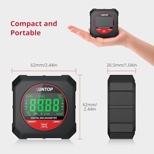 XUNTOP 4x90° digital angle finder protractor with strong magnetic bottom and LCD display