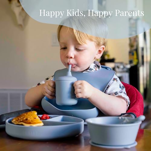 Little Loon Baby Led Weaning Silicone Feeding Set - Bib, Plate & Cup - Lake