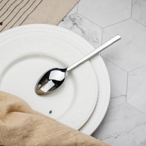 Alata Cube 12-Piece 6.9 Inches Forged Stainless Steel Teaspoons, Mirror Finish, Dishwasher Safe Silver