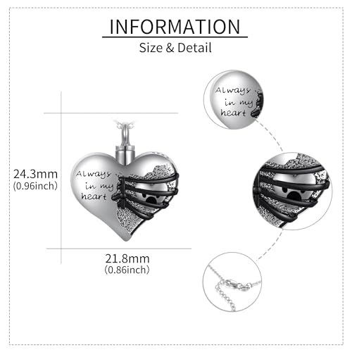URONE Urn Necklace for Ashes Sterling Silver Urn Pendant Cremation Keepsake Jewellery Memorial Gifts for Women Dog