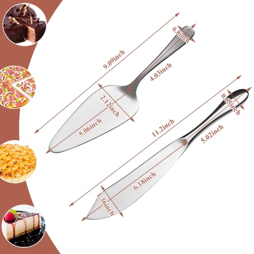 Cake Cutting Set for Wedding, Cake Knife and Server Set, Classic Design 18/10 Stainless Steel Pie Cakes Serving of 2 Piece, Dishwasher Safe Silver Non-Custom