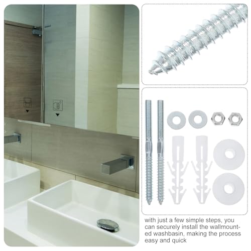 COHEALI wash basin fixing bolts, wall-mounted sink installation kit with screws, 1 set