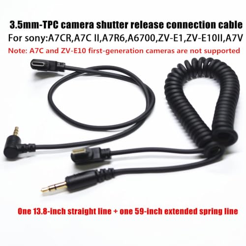 (3.5mm-USB c) for Sony a7v/a7m5/a7r6 Shutter Release Connection Cable Camera a6700 a7c r/a7cII/ZV-E1/ZV-E10 II 13.8in Flash Starter Remote Control Accessory Wire(3.5mm-Type c Cable 2pcs) 3.5-TPC SY