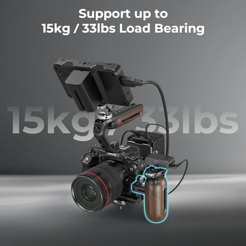 SmallRig Wooden Side Handle for Camera Cages with 1/4"-20 Threaded Holes, Left or Right Side Ergonomic Handgrip, 28mm / 1.1in Vertical Adjustment, 15kg / 33.1lb Load Capacity with 1/4"-20 Screws
