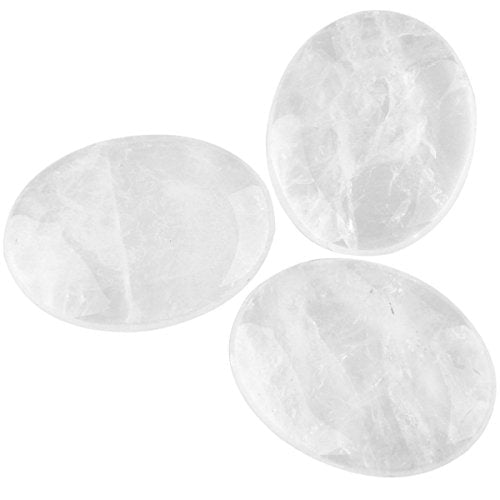 mookaitedecor 4 Pcs Rock Quartz Thumb Worry Stone for Anxiety Stress Relief Clear