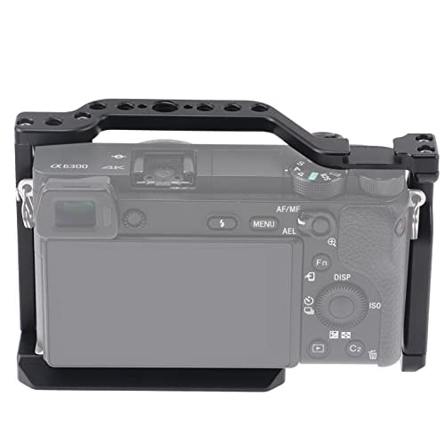 Hersmay A6500/A6400/A6300 Camera Cage Video Stabilizer with Top Handle for Sony A6500 A6400 A6300 A6000 A6100 Cameas DSLR Rig with Cold Shoe,Handle Locating Holes,Multiple 1/4" 3/8" Screw Holes