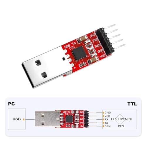 2pcs CP2102 HW-598 USB to TTL Serial Converter Modules | UART USB to TTL Adapter Converter Compatible with 3.3V and 5V Jumpers, PRGMR with DuPont Cables