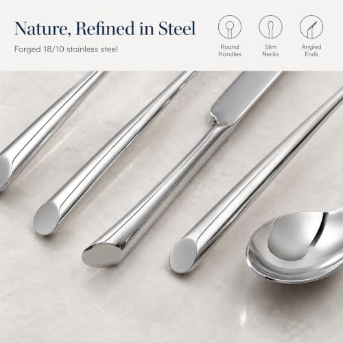 nambe Frond 5-Piece Stainless Steel Flatware Set | 18/10 Mirror Stainless Steel Silverware Cutlery Set | Designed for Home Kitchens, Hotel, or Restaurant Use | Service for 1 | Dishwasher Safe