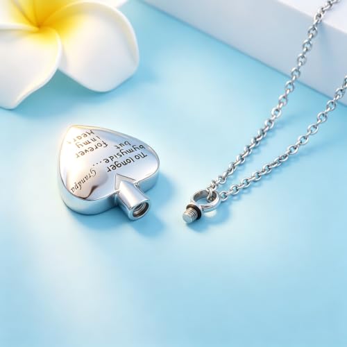 Heart Cremation Urn Necklace for Ashes Stainless Steel Cremation Jewelry for Family Members, Dad Mom Grandpa Grandma Daughter Son Wife Husband Nana Papa Keepsake Memorial Jewelry for Ashes Locket