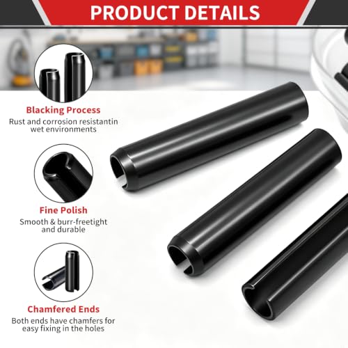 BURMONG 440-piece roll pin assortment kit with slotted steel spring pins in 13 sizes for automotive and machinery repair
