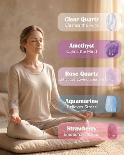 Zuria Chakra Crystals Gift for Women, Healing Crystals Light with 7 Crystal and Healing Stones, Spiritual Reiki Gifts for Birthday Meditation Décor Crystals for Chakra Balance