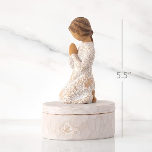 Hand-painted Willow Tree Prayer of Peace keepsake decorative box with sculpted antique design and intricate detailing.