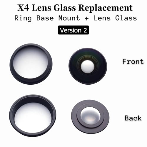[1 Pcs] Camera Lens Glass Replacement for Insta360 X4, 360° Lens Repair Part with Mounting Ring, Compatible with Insta 360 X4 Action Camera Accessories (Version 2) For X4 (Version 2)