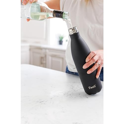 S'well Stainless Steel Water Bottle, 25oz, Onyx, Triple Layered Vacuum Insulated Containers Keeps Drinks Cold for 48 Hours and Hot for 24, BPA Free, Perfect for On the Go 25 Ounces