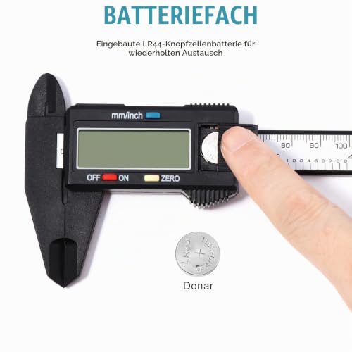 Vinabo Vernier Calliper Digital Calliper, 150 mm / 6 Inch Classic Caliper Digital with Large LCD Display for Outdoor Indoor and Depth Measurement Digital Caliper Electronic Measuring Tool