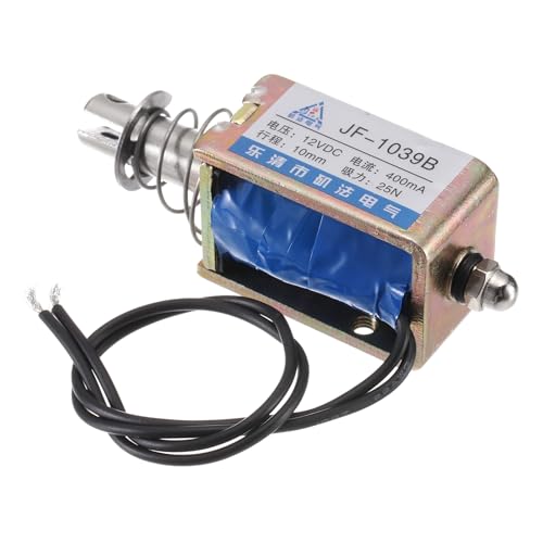 QUARKZMAN DC 12V 0.4A Solenoid Electromagnet Push Rod Type 25N 10mm Stroke | Electromagnetic Actuator Open Frame Linear Motion JF-1039B Magnet Electromagnet