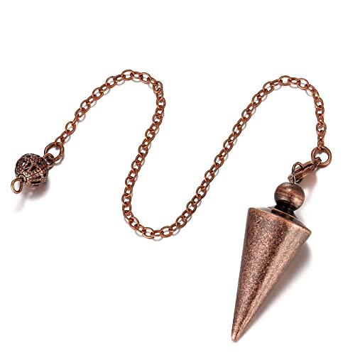 Top Plaza Bundle – 2 Items: Bronze Metal Copper Spiritual Point Pendulum for Divination Healing & 7 Chakra Natural Healing Crystal Stone Pendant Necklace