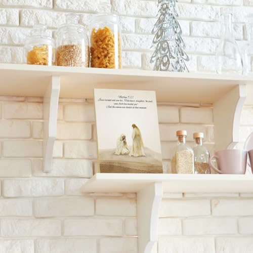 Jesus Decor Bible Verse Wood Sign, Matthew 9 : 22 Scripture Christian Home Religious Desk Decor, Inspirational Desk Decor Christian Gifts for Women Decor Wall Art -10 Jesus Matthew 9 : 22 /10