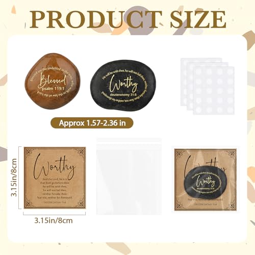 Geelin 4 Sets Scripture Stones with Bible Verse Engraved Rocks,Classic Classic