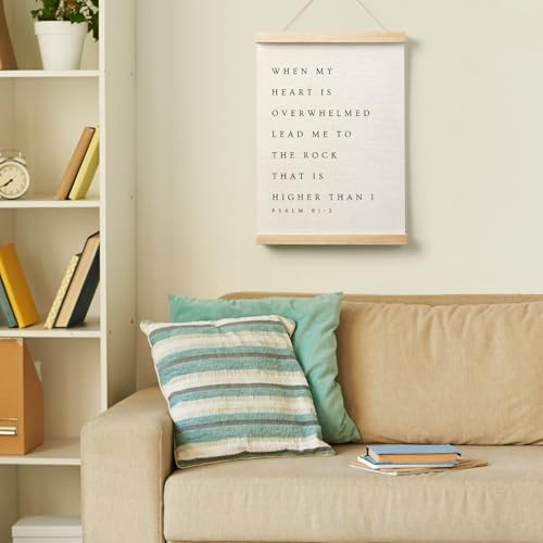 AQYIP When My Heart is Overwhelmed Christian Wall Art Decor, Christian Room Home Decor, Psalm 61:2 Bible Verses Poster Canvas Prints for Home Bedroom Living Room Wall Decoration, 12x16 Inch