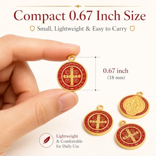 10 Pack Red Saint Benedict Cross Medal