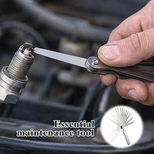 17-Blade Feeler Gauge Stainless Steel, 0.02-1.00 mm Metric Feeler Gauge, Spark Plug Gauge, High Precision Measuring Tool, Valve Gauge Gap Wide Feeler Gauge for Measuring Piston Rings Brake Bands Gaps