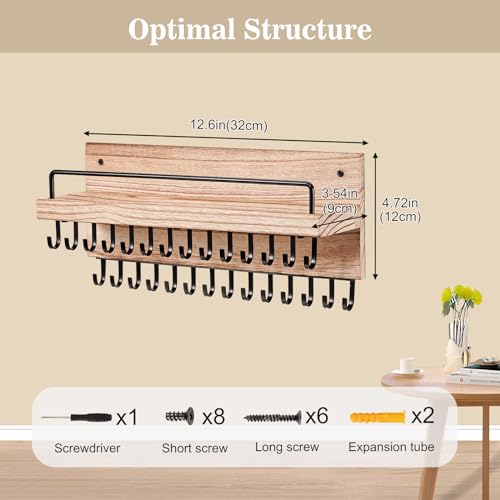 Black Lolalet wall necklace holder and jewelry organizer with hooks for hanging necklaces and jewelry, wall-mounted storage solution.